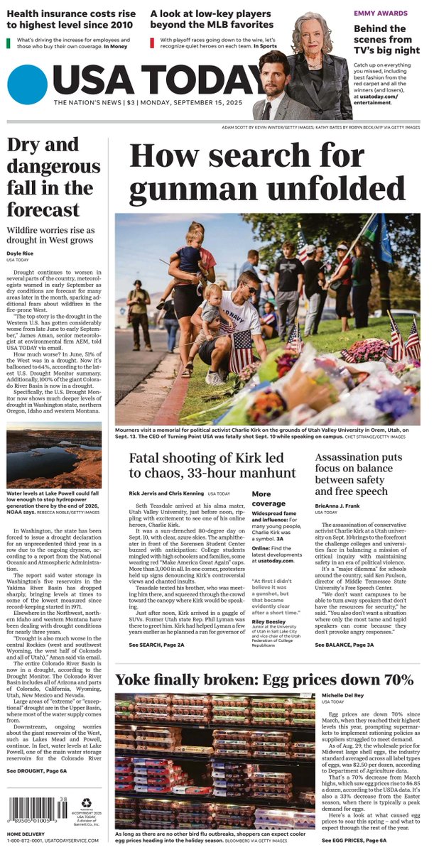 𝙵𝚛𝚘𝚗𝚝 𝙿𝚊𝚐𝚎𝚜 𝚃𝚘𝚍𝚊𝚢 📰 (@ukpapers) on Twitter photo 🇺🇸 How Search For Gunman Unfolded
▫'Mass chaos': How the shooting of Charlie Kirk and the race to catch his assassin unfolded
▫<a href="/MrRJervis/">Rick Jervis</a> <a href="/chris_kenning/">Chris Kenning</a> 
▫is.gd/ye6R1Y
#frontpagestoday #USA <a href="/USATODAY/">USA TODAY</a> 🇺🇸 🇺🇸 How Search For Gunman Unfolded
▫'Mass chaos': How the shooting of Charlie Kirk and the race to catch his assassin unfolded
▫<a href="/MrRJervis/">Rick Jervis</a> <a href="/chris_kenning/">Chris Kenning</a> 
▫is.gd/ye6R1Y
#frontpagestoday #USA <a href="/USATODAY/">USA TODAY</a> 🇺🇸