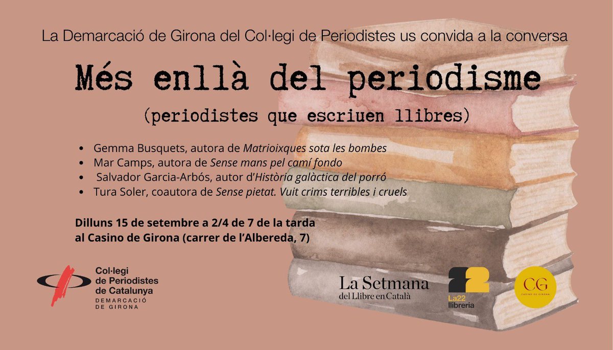 Aquesta tarda al  Casino de Girona compartirem taula amb <a href="/marcampsmora/">Mar Camps</a> <a href="/Vadorgarbos/">VadorGarciaArbos</a> <a href="/turasoler/">turasoler</a> moderats per <a href="/jordigraur/">Jordi Grau Ramió</a> en un acte de <a href="/periodistes_cat/">Col·legi de Periodistes de Catalunya</a> dins <a href="/LaSetmana/">La Setmana</a>