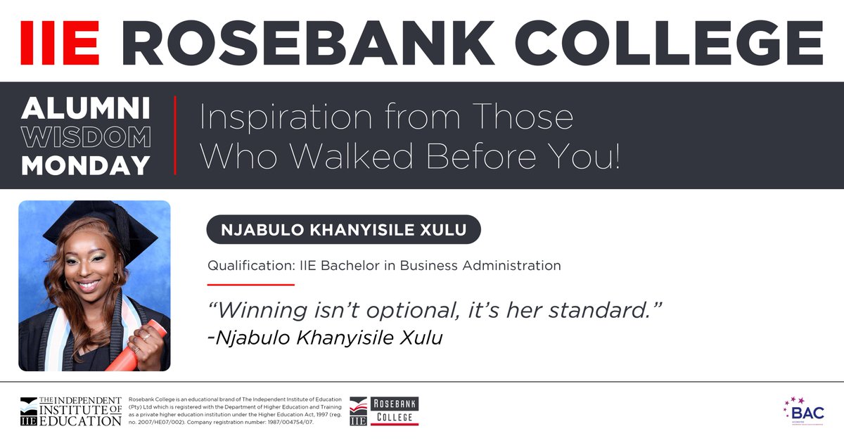 Wisdom Monday | As you step into a new week filled with possibilities, remind yourself, success isn’t something you wait for; it’s the standard you set for yourself. Set the bar high and rise to meet it.
 
#IIERosebankCollege #MondayMotivation #IIEAlumni #StudentLife #IIEStudents