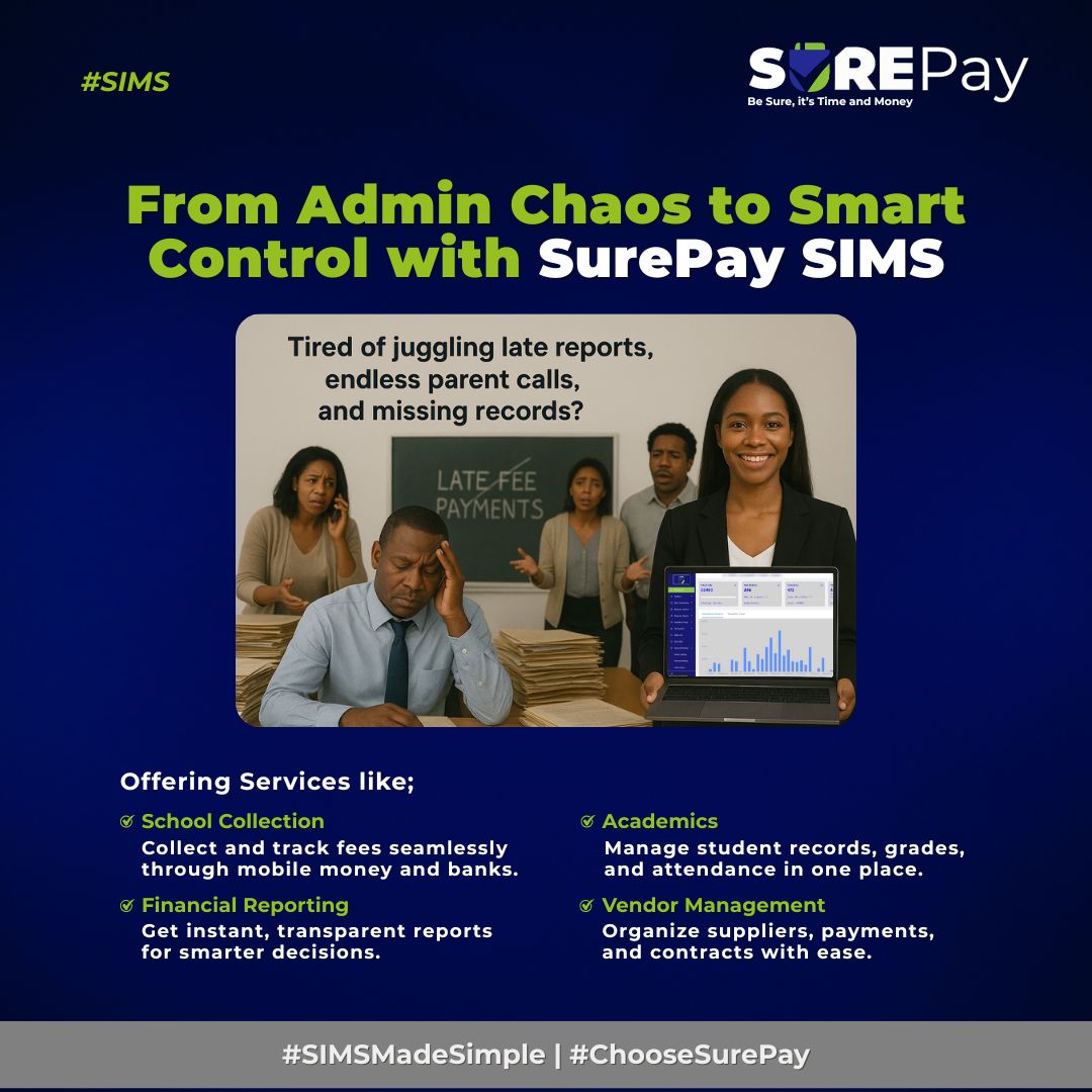 Simplify school management with SurePay SIMS — smarter fees, reports, academics, and vendor control in one system. We help directors and administrators gain control, save time, and make smarter decisions. Visit at web-dev.surepayltd.com