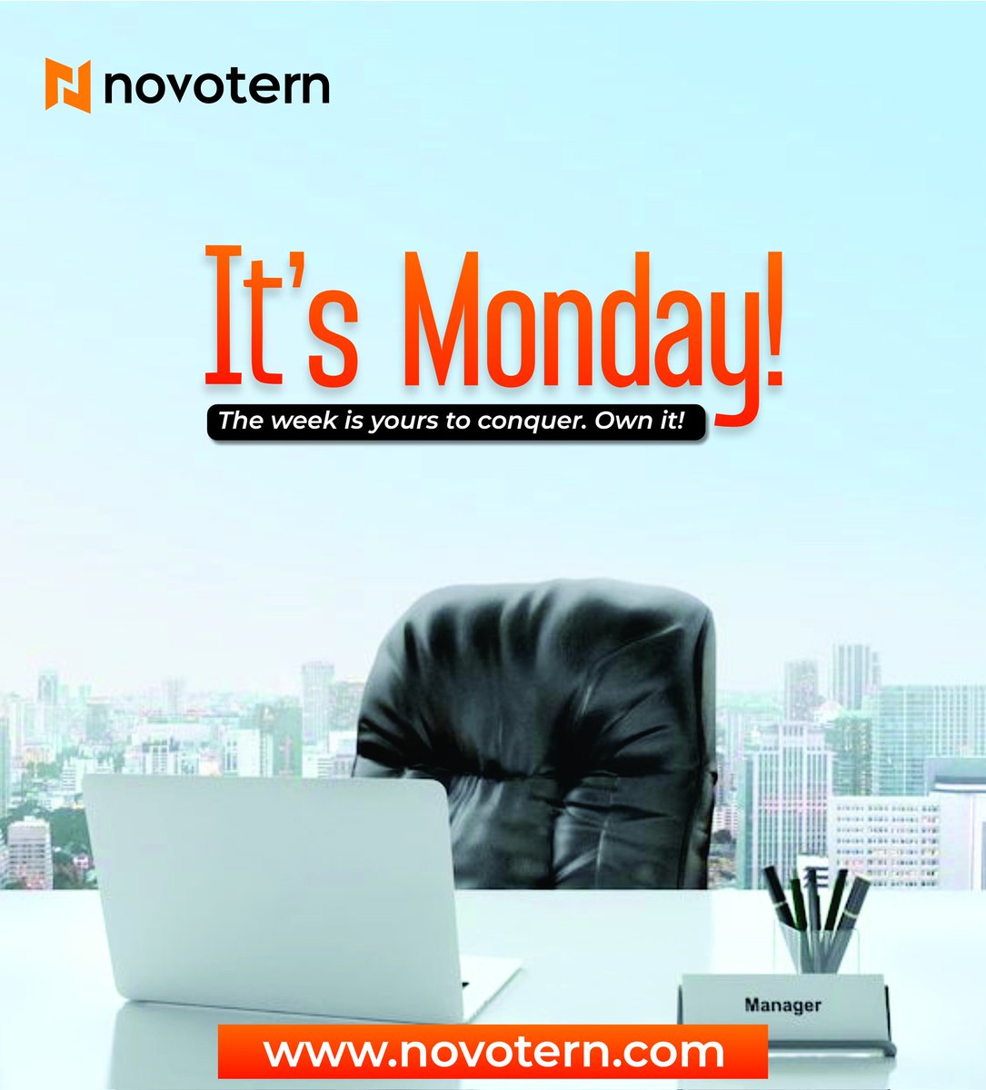 novotern's tweet image. It’s Monday! A fresh start, a new opportunity, and the perfect chance to chase your goals. Step into the week with confidence — success is waiting for you. 🚀💼
#MondayMotivation #ConquerTheWeek #FreshStart #WorkSmart #Leadership #SuccessMindset #OwnTheWeek #Novotern