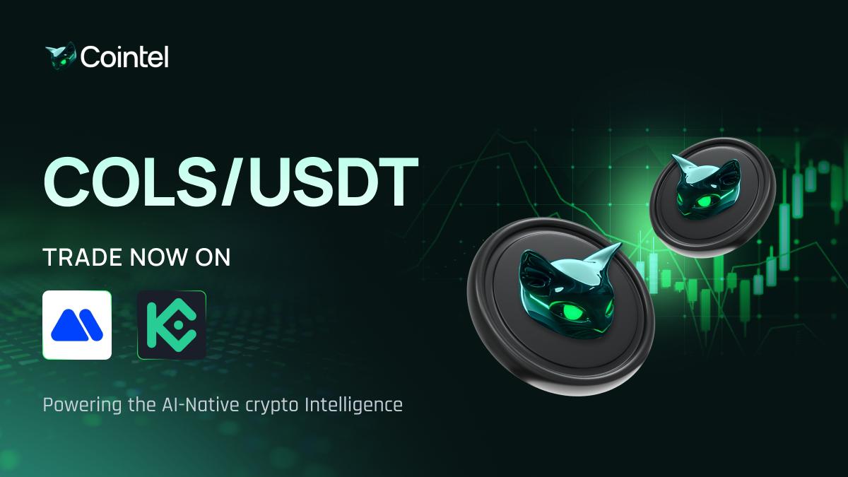 $COLS is now LIVE on <a href="/kucoincom/">KuCoin</a> and <a href="/MEXC_Official/">MEXC</a> ⚡️

⏰ 7 AM UTC | Sept 15, 2025
💱 COLS/USDT
🔺 Avalanche | Contract: 0x97f2624D5f99A953AE5574ea57d3268785941DE4

Trade here:
KuCoin: kucoin.com/trade/COLS-USDT
MEXC: mexc.com/exchange/COLS_…

Campaigns:
$COLS KuCoin GemSlot: