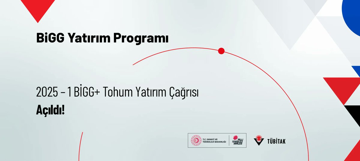 📢 2025-1 BİGG+ Tohum Yatırım Çağrısı Açıldı!
BiGG tohum öncesi yatırımı almış veya 1512 kodlu Girişimcilik Destek Programı ile desteklenen projesini tamamlamış, ticarileşme potansiyeli doğrulanmış kuruluşlara yönelik çağrı açıldı. tubitak.gov.tr/tr/duyuru/2025…