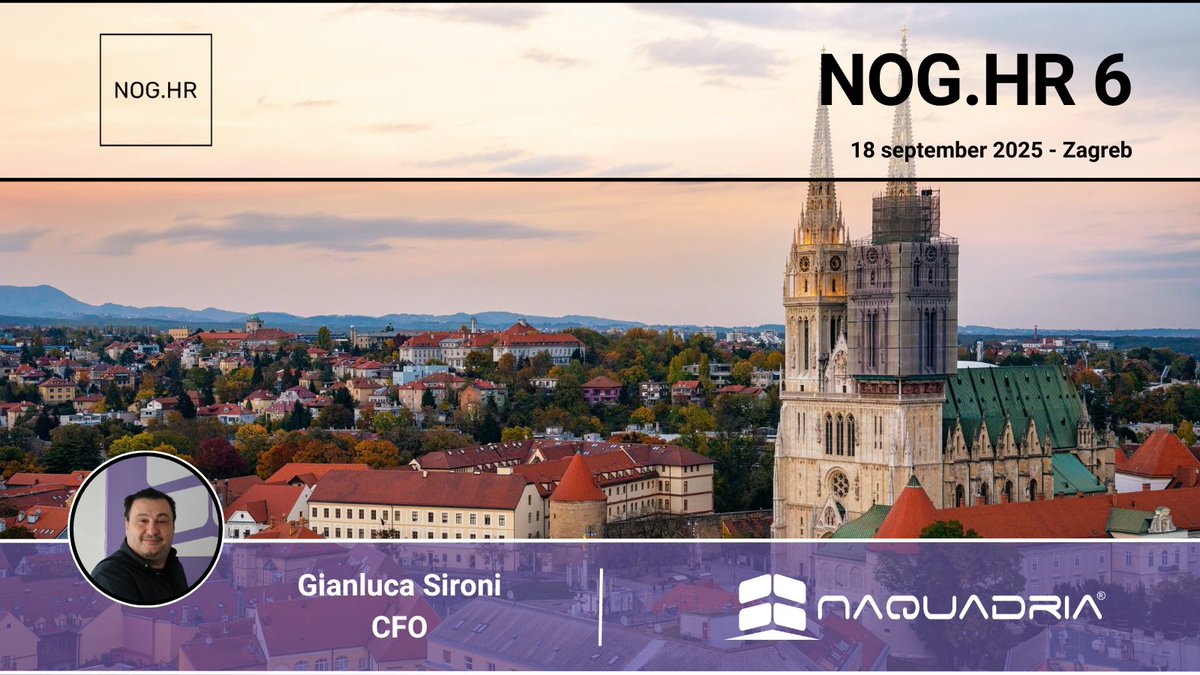 ✈️ On Thursday, September 18, our CFO Gianluca Sironi will fly to #Zagreb to attend the sixth NOG.HR meetup being held at the Algebra campus.

More info and subscriptions ➡️ nog.hr/en/meetups/mee…