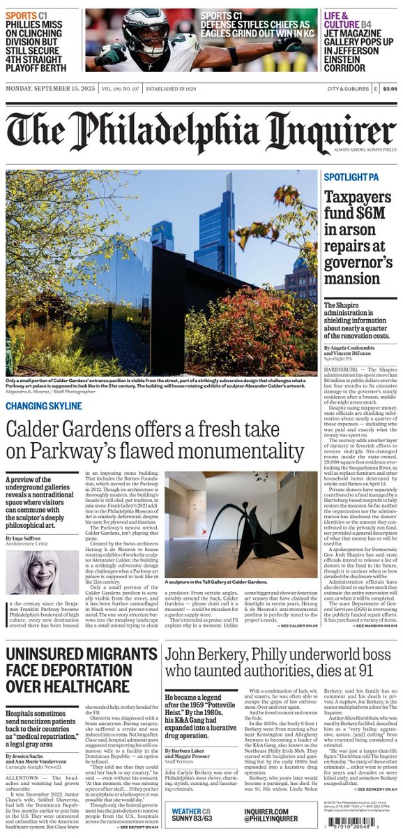 🇺🇸 Calder Gardens Offers A Fresh Take On Parkway's Flawed Monumentality

▫The Parkway’s luminous, magical spirit cave
▫<a href="/IngaSaffron/">Inga Saffron</a>
▫is.gd/JiNTOS

#frontpagestoday #USA <a href="/PhillyInquirer/">The Philadelphia Inquirer</a> 🇺🇸