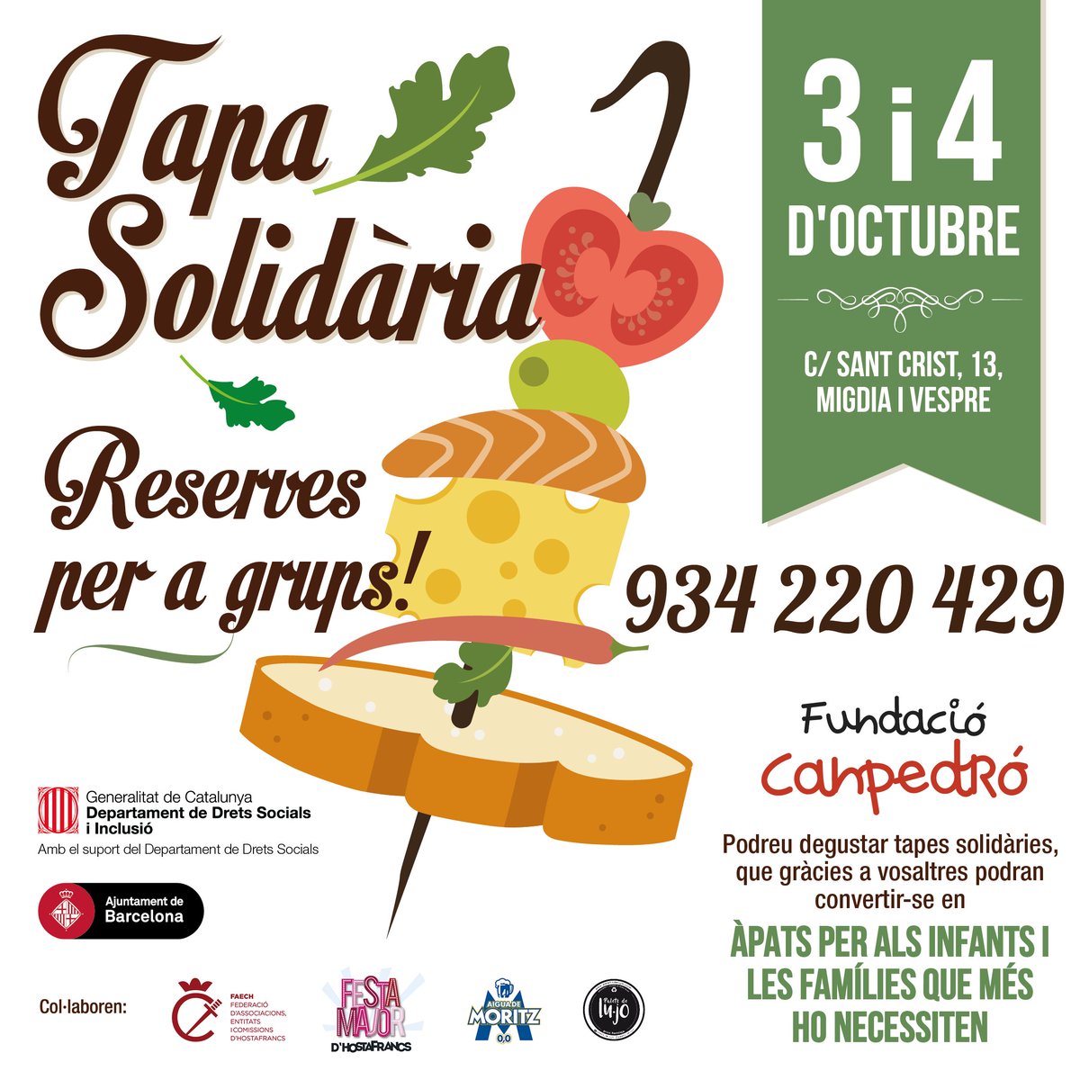 Obriu agendes que arriba la XII Tapa Solidària!😍😍