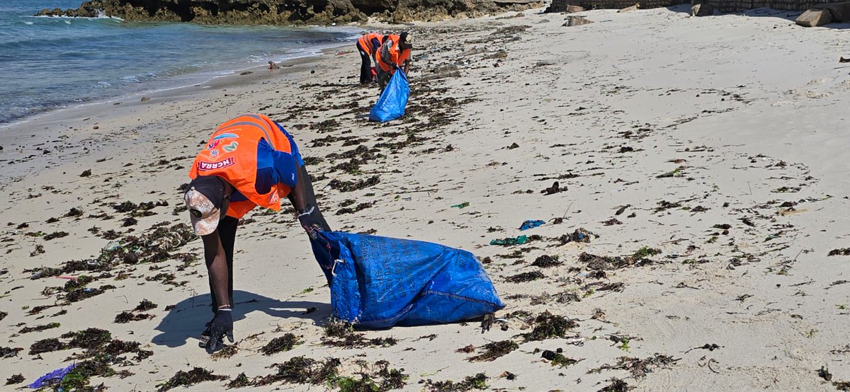 LivingInNyali's tweet photo. NCRRA Casuals cleaned English Point Beach on Saturday, collecting 1,200 kgs of waste with support from Nyali Police, NCRRA Committee members and Bhaiji Ecowaste Solutions. We invite all Nyali residents to join future clean-ups for a cleaner, safer community. #NCRRA #CleanBeaches https://t.co/7f9BJLYtS1