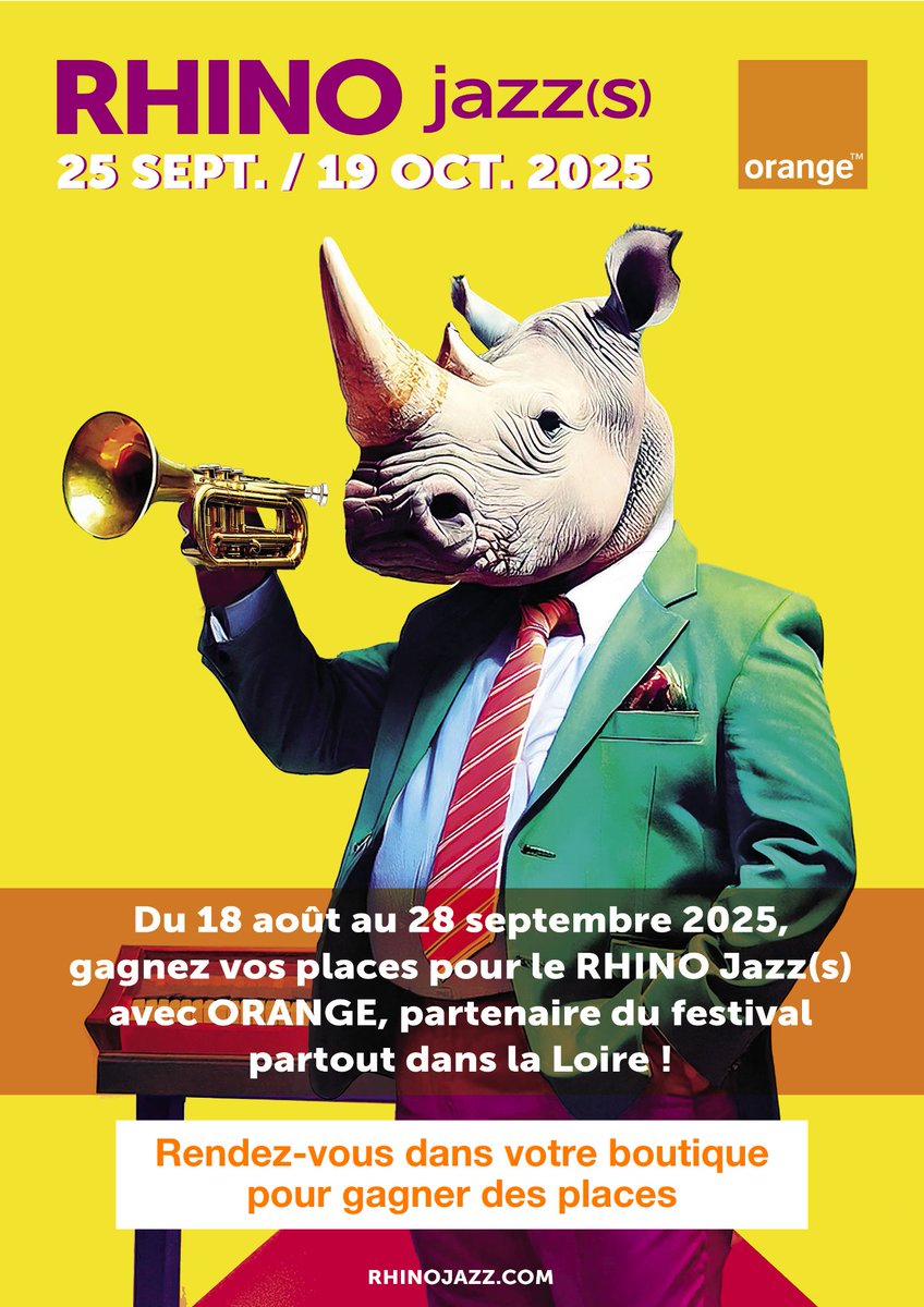 Rhino Jazz(s) et Orange s’associent pour vous faire gagner des places pour le #festival qui aura lieu du 25 septembre au 19 octobre 2025 à Saint-Chamond dans la Loire 🎷 

Pour participer , rien de plus simple :
🎟️ Venez nous voir en boutique pour scanner le QR code et tenter