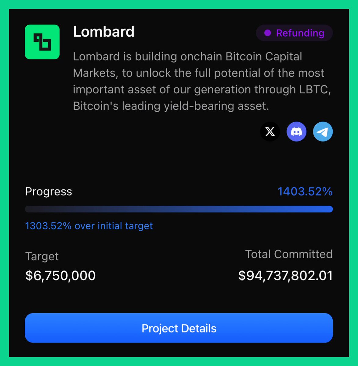 Axel_bitblaze69's tweet photo. Bitcoin Capital Markets is actually getting serious now

Lombard's $BARD pulled a record on Buildpad with $95M in contributions, yet the raise isn’t the point

The real move is @megaeth picking Lombard as its core BTC partner

That puts LBTC at the center of a chain built for millisecond blocks and high-frequency DeFi

BTC today is mostly dead weight - slow, expensive, and barely ~1% of supply ever touches DeFi

@Lombard_Finance’s LBTC, on the other hand, is:

• Fully composable across DeFi
• Proof-of-reserve backed by real BTC (1:1)
• Permissionless, anyone can mint or redeem

Plug that into MegaETH from Day 1, and every BTC lending pool, perp market, and collateral flow runs through LBTC

Right now LBTC already captures ~40% of the BTC LST market and $1.5B TVL. 

With MegaETH and future integrations, flows only go higher or realistically could double imo

This is how Bitcoin capital markets actually start

And yeah, I’m not fading $BARD ofc