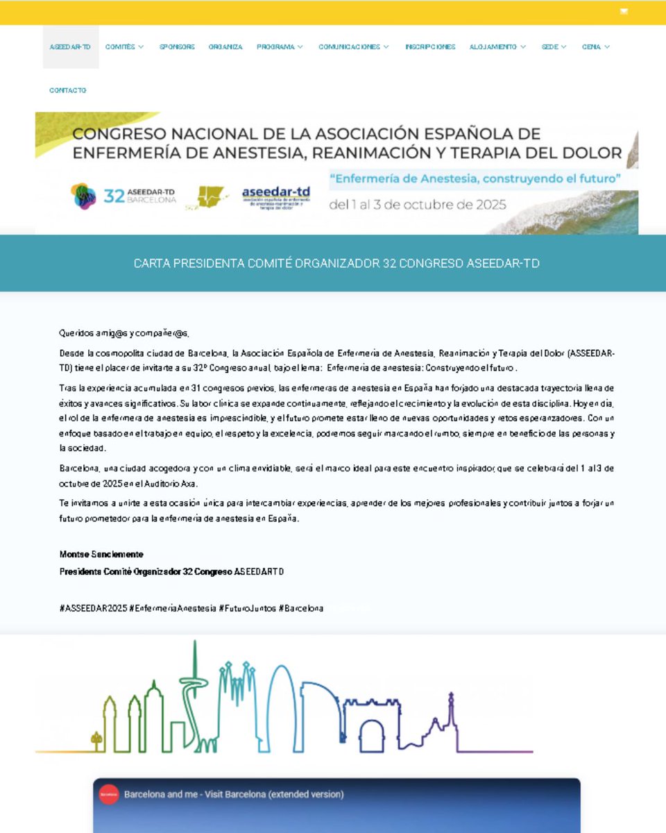 Del 1 al 3 de octubre, Barcelona acoge el 32º Congreso #ASEEDAR2025 
🔝Desde #Anestalia formamos parte del comité organizador, y contamos con la participación en el programa científico de un equipo de grandes compañeras y profesionales 
aseedartd2025.com