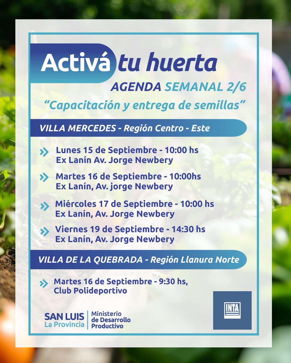 📅 Agenda semanal del programa 'Activá Tu Huerta'. Parte 1