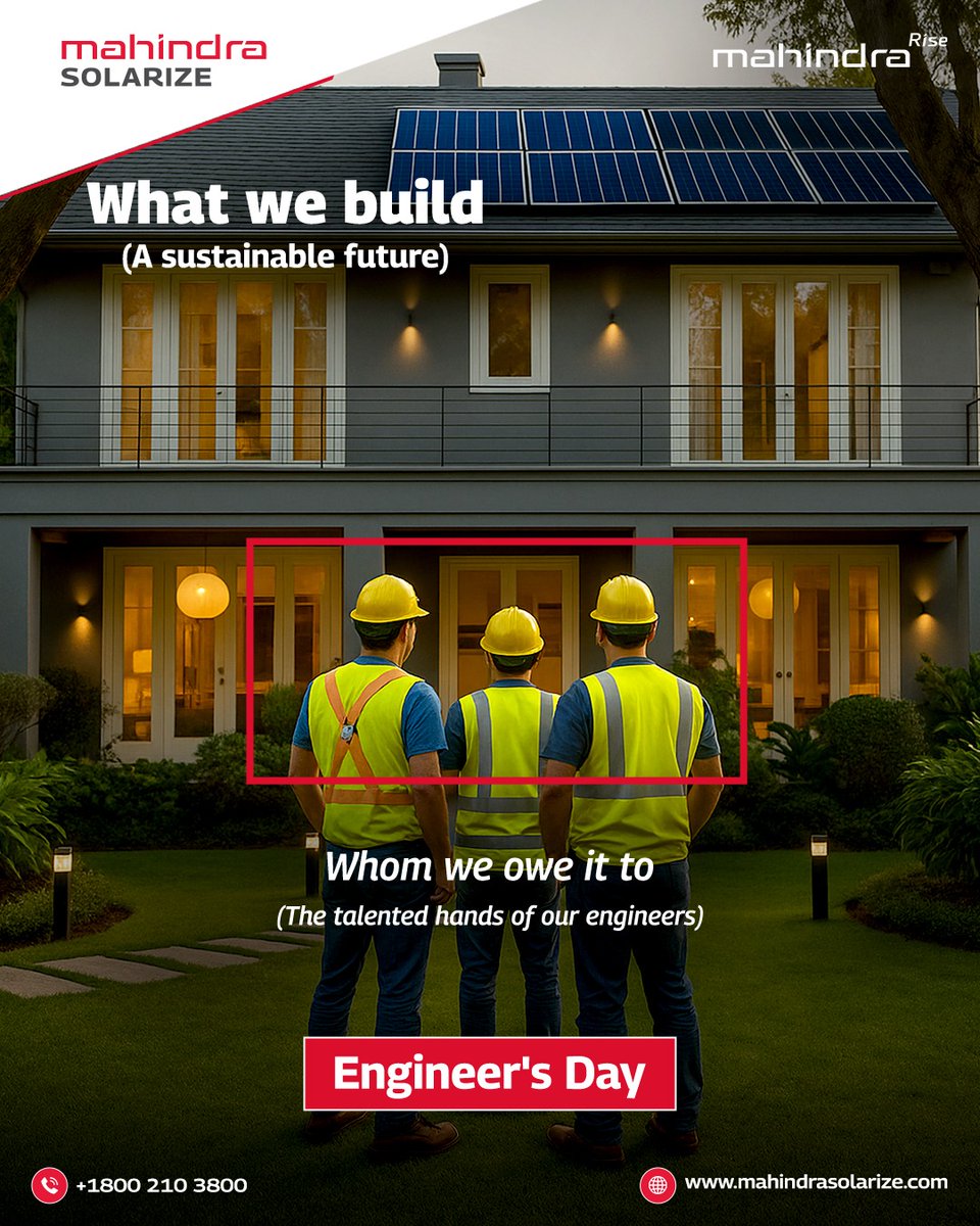 MSolarize's tweet image. Here’s to our engineers, powering homes and hope with Mahindra Solarize.

Happy Engineer&apos;s Day 

#MahindraSolarize #Solarize #EngineersDay #SolarRooftop #SolarEnergy #Sustainability #Ecofriendly #Futureready