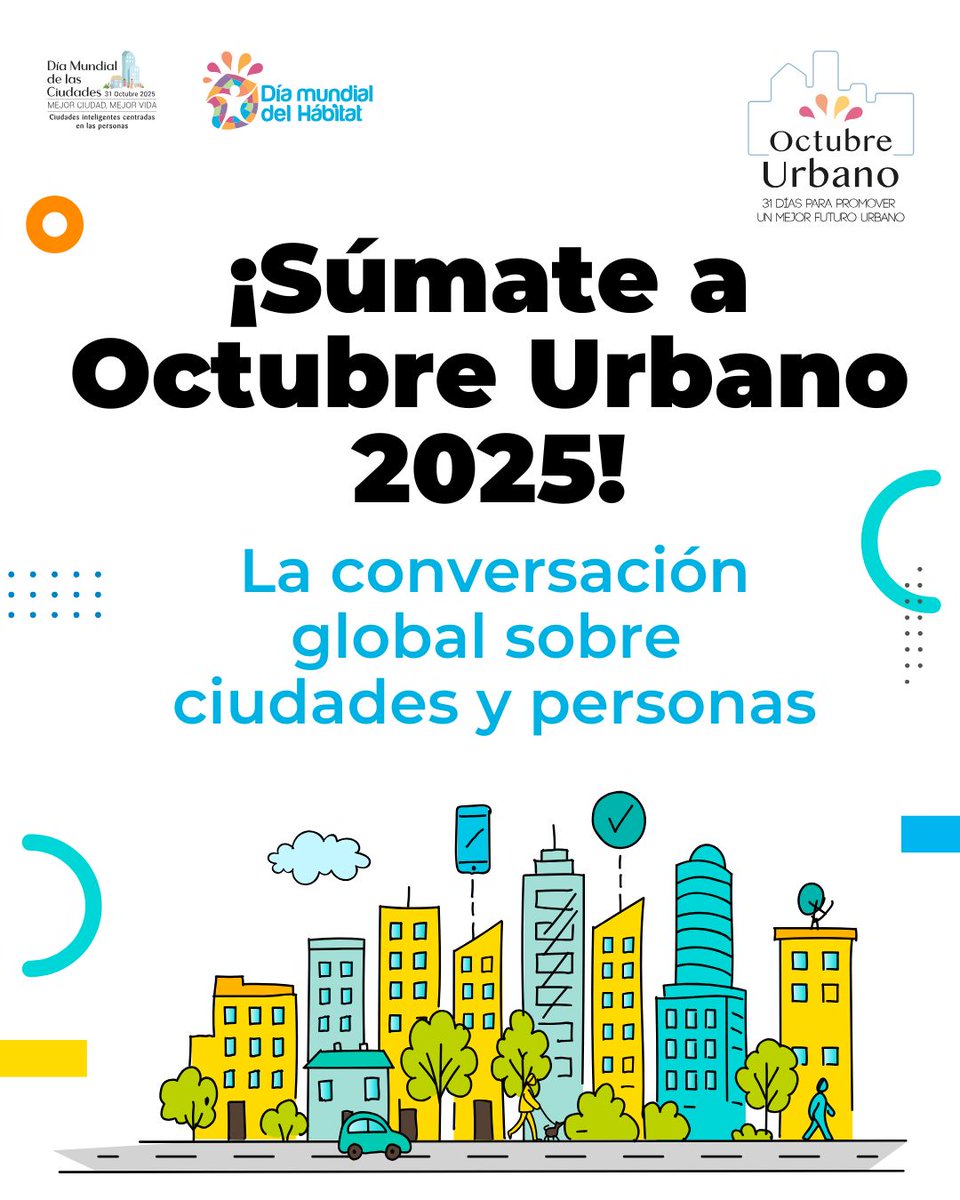 🌍 #OctubreUrbano 2025 es el mes para poner a las ciudades en el centro:

Si organizas actividades durante este mes, puedes vincularlas a la campaña global de ONU-Habitat y así potenciar su alcance a nivel internacional.

🔗 Conocé más en onu-habitat.org/index.php/octu…