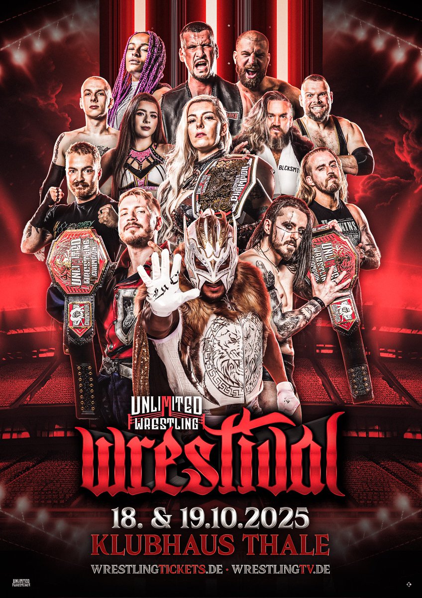 🚨Das größte Wrestling-Wochenende in Deutschland steht unmittelbar bevor! Freut Euch bei WRESTIVAL u.a. auf Mark Haskins, Rhio, Trent Seven, Drew Gulak und Samuray Del Sol (ehem. Kalisto)!

Seid dabei! Feiert am 18. und 19. Oktober mit uns WRESTIVAL!
🎟️wrestlingtickets.de