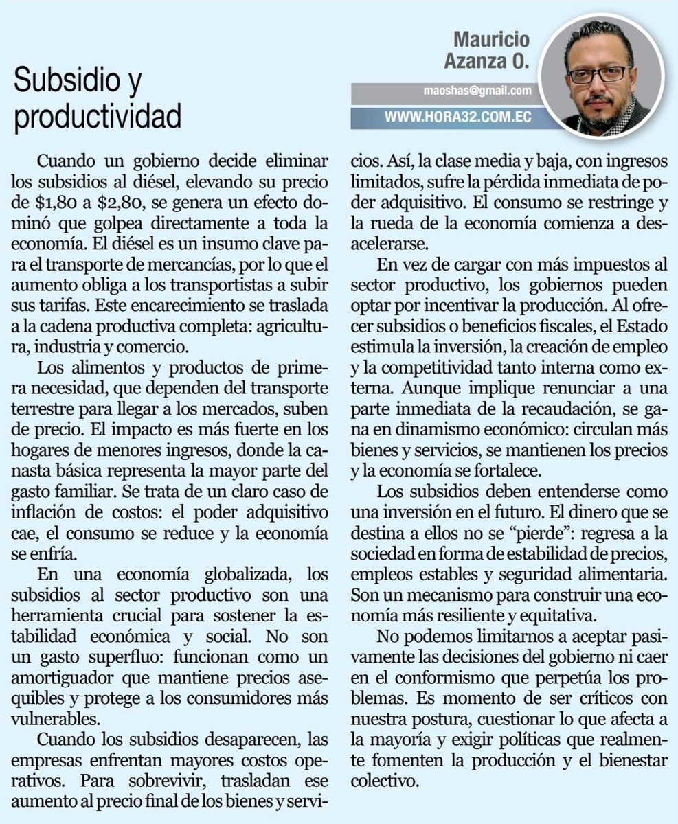 Subsidio y productividad 
hora32.com.ec/subsidio-y-pro…