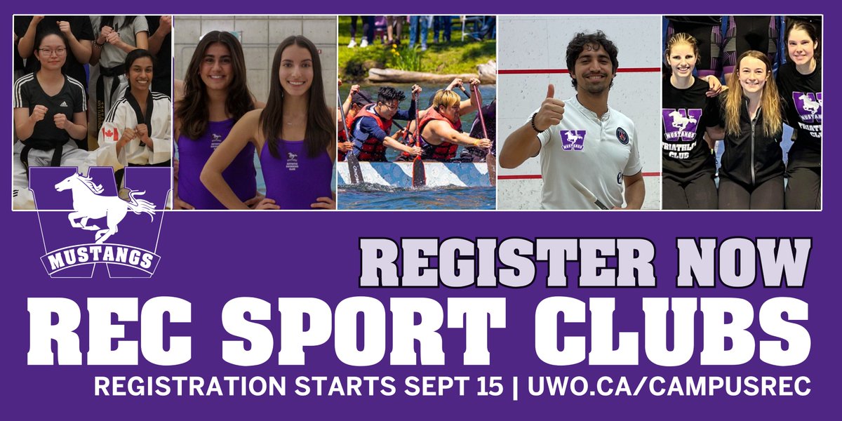 Registration for Western Recreational Sport Clubs is now open for Fall 2025! uwo.ca/campusrec/spor…

Register now for our Rec Clubs, or come on out for Clubs Week for Rec Sport Clubs happening from Sept 15-19 during the day in the WSRC Atrium. #GetInvolved #StayActive #HaveFun