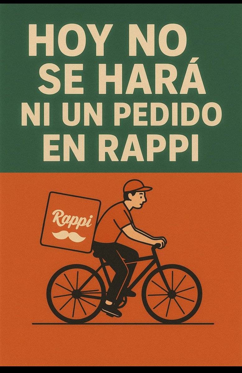 ¡Hoy no se hará ni un pedido en <a href="/RappiColombia/">Rappi Colombia</a>!
La fuerza de los trabajadores está en la unidad ✊🚴‍♂️
#ParoContraRappi #UNIDAPP
