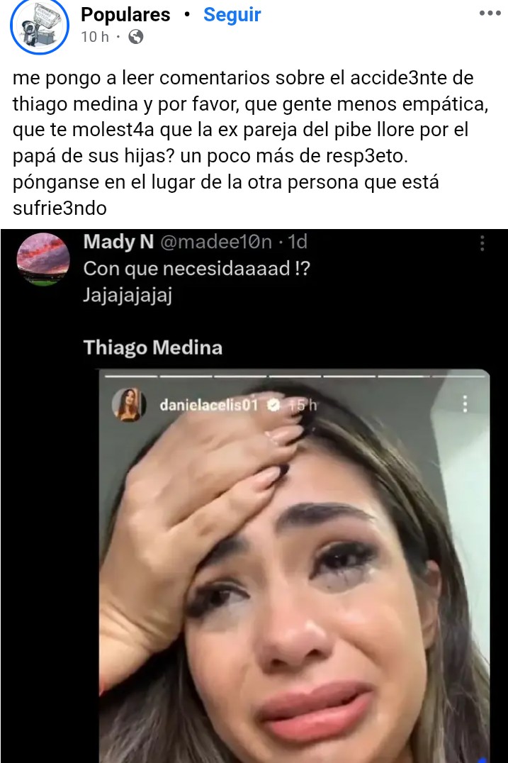 madee10n's tweet image. Jaja los de facebook 😆
No me molesta,me da risa,q cringe,la vergüenza nacional es la d ella,No me molesta q LLORE,me da risa q se GRABÉ para cada boludes 
Es verdad q justamente la publi no es dl accidente,pero me RIO xq se graba llorando,dl PERREO CAMILOTA THIAGO no se indign😆