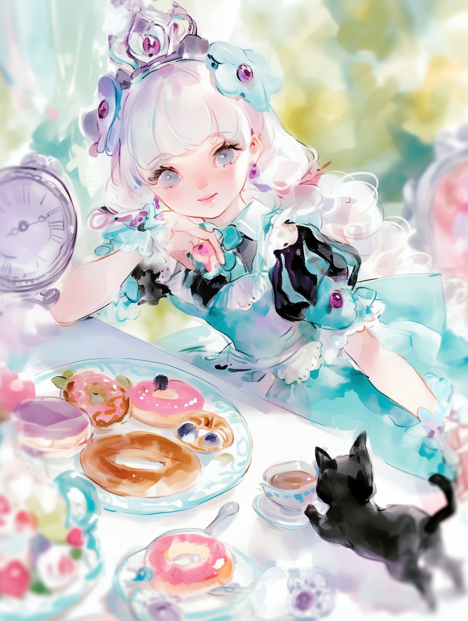 バラと少女 パステル画 f4659420c3506226e01bbf07efc4b4