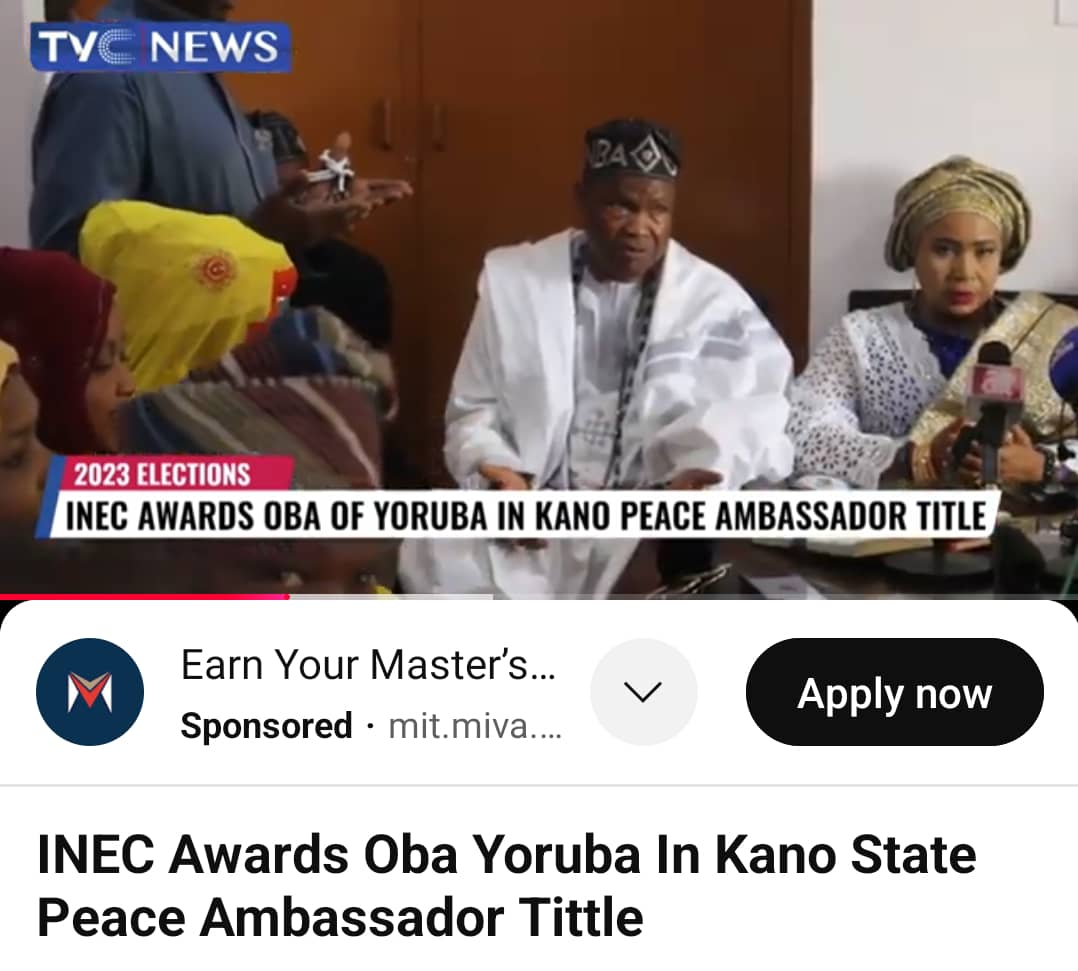 There is Oba Yoruba in Kano recognized by TVC and INEC!