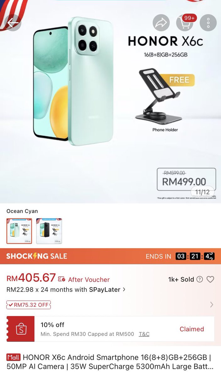 AddiniHamdan's tweet image. Yang tengah mencari fon murah2 baik korang grab je Honor X6C, Memang murah tak boleh bawak bincang.

Yang nak buat phone backup pun boleh
s.shopee.com.my/AUkdWuTkjF