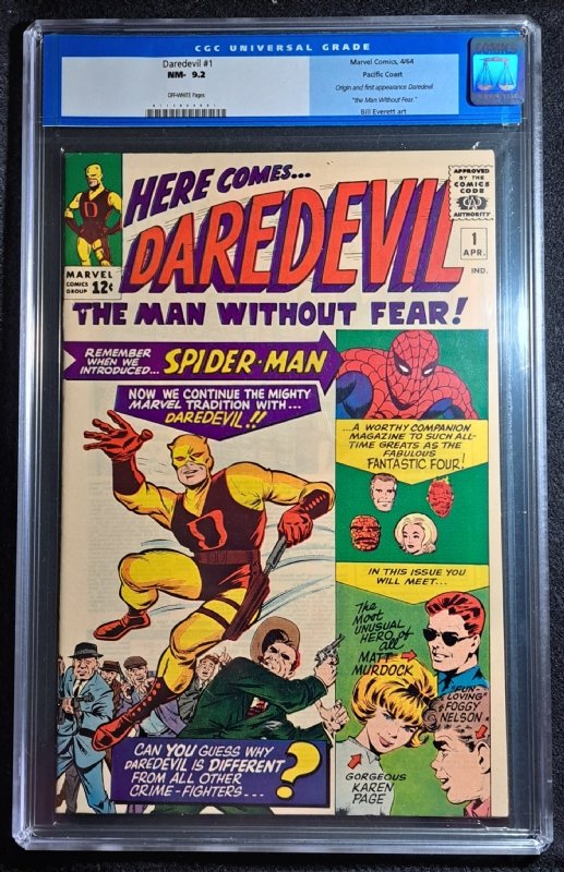 Featured Slab of the Day uploaded by new member Midamcom, welcome to MySlabbedComics.com!

<a href="/Daredevil/">Daredevil</a> #1 <a href="/CGCComics/">CGC Comics</a> 9.2 Pacific Coast Pedigree 

What's in your collection?

Check out more of Midamcom's Pedigree collection here- bit.ly/48g7o3V