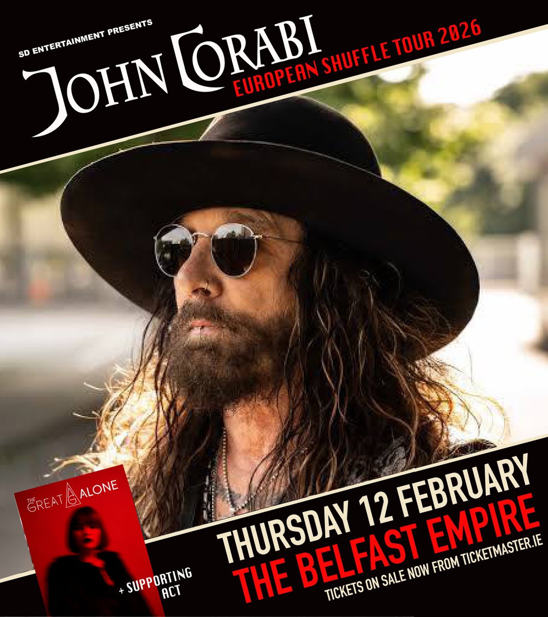 𝗢𝗡 𝗦𝗔𝗟𝗘 𝗡𝗢𝗪: <a href="/Crablegs59/">John Corabi</a> and his band on Thursday 12 February at <a href="/belfastEmpire/">Belfast Empire</a>! 

Tickets from <a href="/TicketmasterIre/">Ticketmaster Ireland</a> • On Sale Now