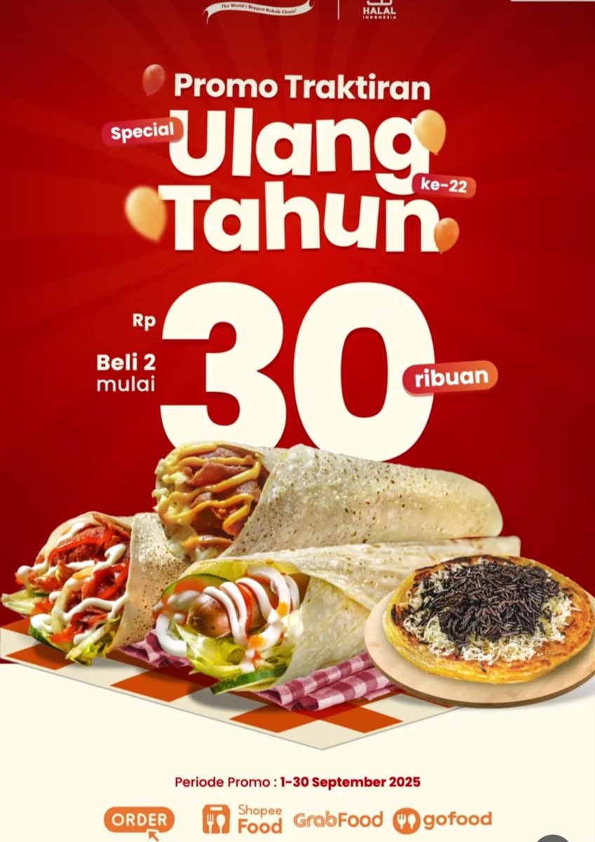 LafiniaM's tweet photo. DISKON SPESIAL ULTAH KEBAB BABA RAFI 

Bikin ngiler liat gambarnya doang, belum pernah coba? Yg bener aja. 
Buruan deh Order sekarang, mumpung ada harga spesial dan diskon 50% 

Klaim diskon 50%⤵️
https://t.co/lIwGpctSj2

#shopeefood https://t.co/GwMg03zOGa