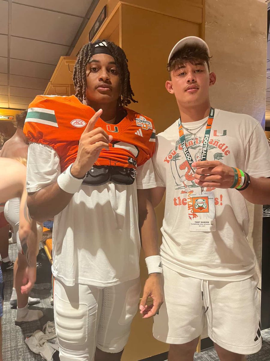 Can’t thank <a href="/CanesFootball/">Miami Hurricanes Football</a> enough for an incredible experience this weekend. Be back soon 🤞🏽🙌🏽 🟩🟧 
<a href="/coach_cristobal/">Mario Cristobal</a> <a href="/CoachDawson_UM/">Shannon Dawson    🏈</a> <a href="/dtrain2901/">DENNIS SMITH</a> <a href="/Max_Drisko/">Max Drisko</a> <a href="/Matthew_Suero/">Matthew Suero</a> <a href="/Daylyn2025/">Daylyn Upshaw ✞</a> <a href="/AL7AFootball/">Alabama7AFootball</a> <a href="/RecruitWarriors/">Thompson Recruiting</a> <a href="/raisingchamps_/">Raising Champions</a>