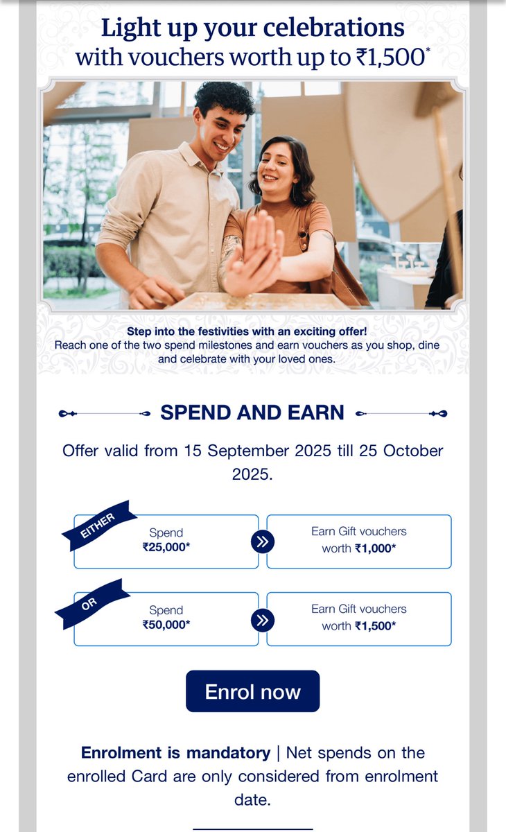 Amex festive offer for me. Check your offer in your mail box and enroll. #ccgeek