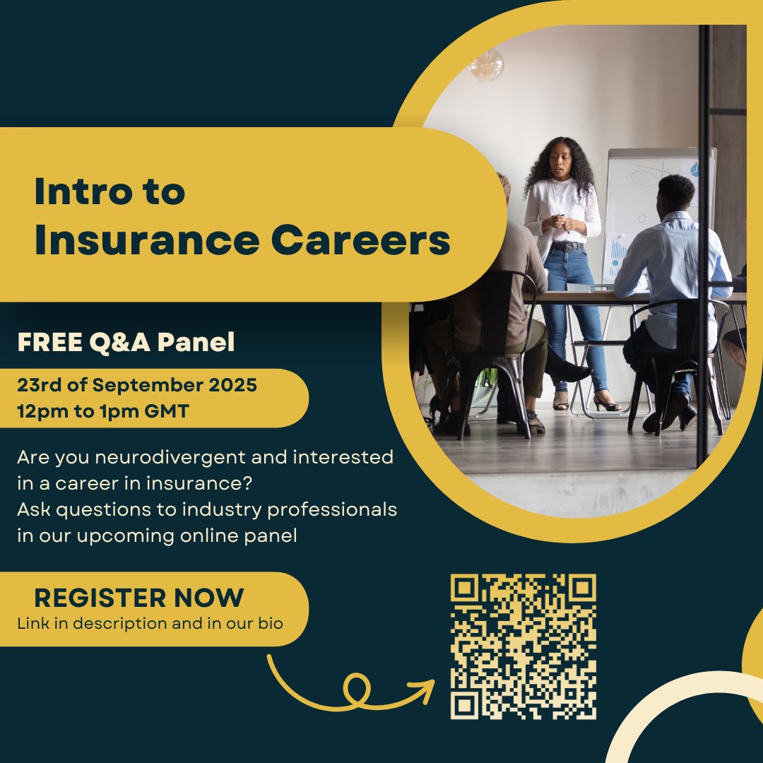 Are you a neurodivergent student, graduate or jobseeker? 
Join our Q&amp;A on careers in insurance with neurodivergent professionals.
📅 23 Sept 2025 | 12–1pm GMT
Register: share-eu1.hsforms.com/1hiKt6pPqSpK5h…

#Neurodiversity #GAIN//share-eu1.hsforms.com/1hiKt6pPqSpK5hEjBKVZOcQfe55q