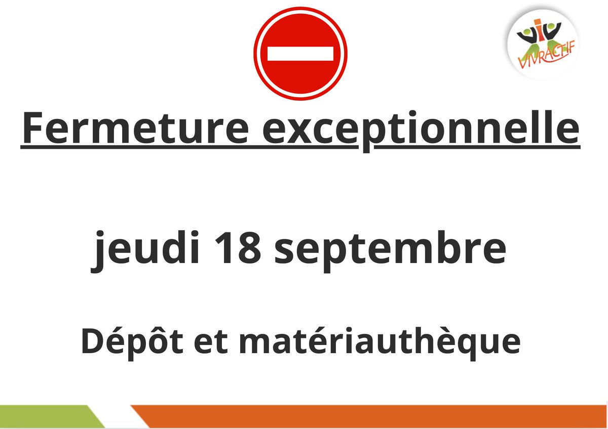 vivractif's tweet photo. Fermeture exceptionnelle https://t.co/D3CcsJRIcX
