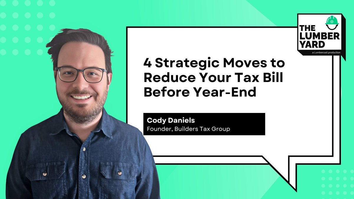 Year-end is crunch time, and the tax clock is ticking. ⏰ 

Cody Daniels returns to #TheLumberyard to discuss four critical tax strategies contractors should act on before year-end to avoid costly surprises.

🎧 Tune in now: hubs.la/Q03Jgfck0

#Construction #Podcast #Ep5