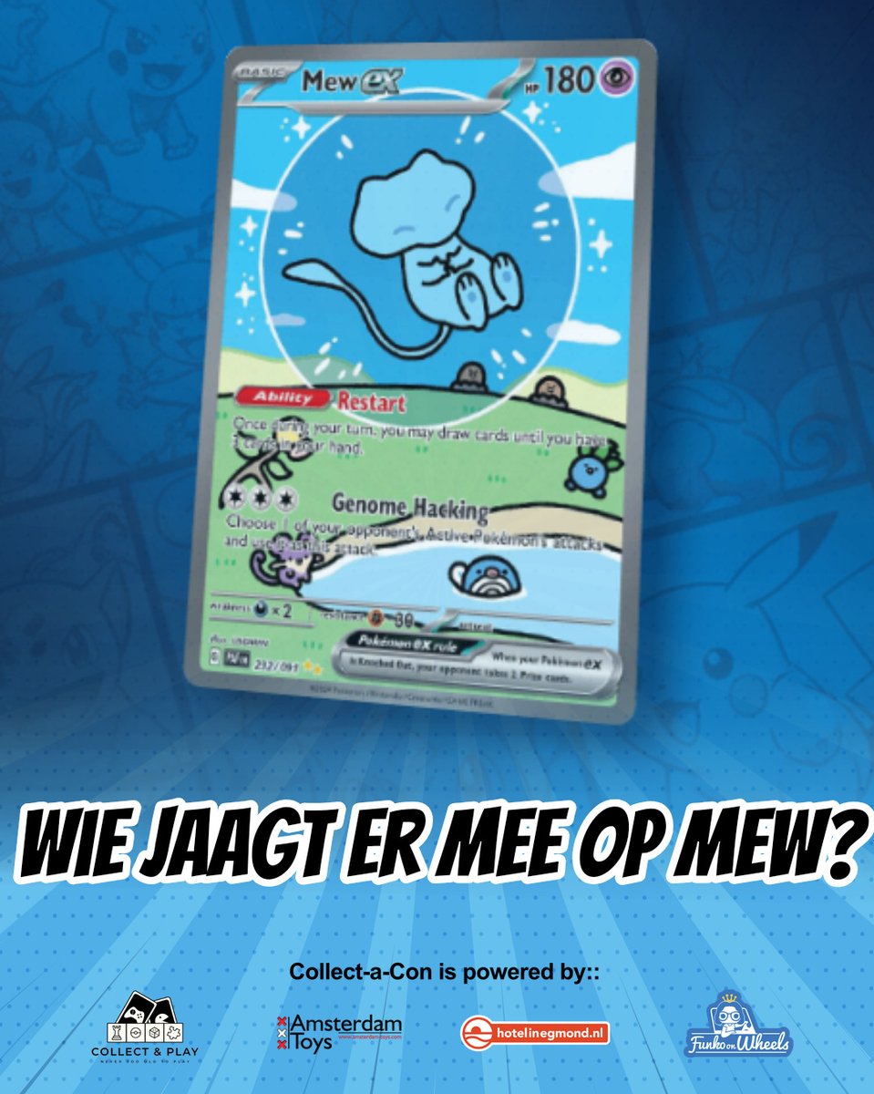Ben jij dit jaar op jacht naar de Bubble Mew uit Paldean Fates, of staat er een andere kaart bovenaan jouw wishlist? 👇🏻

📍 Hotel Zuiderduin, Egmond aan Zee
📅 20 &amp; 21 september 2025
🎟️ Check de website: collectacon.nl

#tcg #pokemoncards #tradingcards #collectacon2025