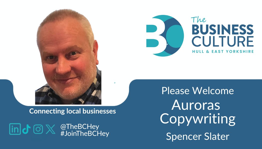 🤝 NEW MEMBER WELCOME!
Excited to welcome <a href="/AurorasCopy/">Spencer Slater</a>  to <a href="/TheBCHEY/">The Business Culture HEY</a>  
Spencer provides expert copywriting, proofreading &amp; editing for businesses across the UK &amp; beyond.

We’re more than networking – we’re a community.
👉 lnkd.in/ePRJ9juY

#NewMemberWelcome #Businessclub