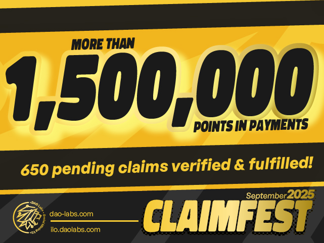 🎉 DAO Labs' ClaimFest Validation complete✅

💰Time to collect your earnings ahead of the new #SocialMining V2 Hubs openings

🔓 650 claims unlocked

💸 1,500,000 M+ points, the highest amount in Social Mining's history, processed for Social Miners in USD equivalents:

🟣