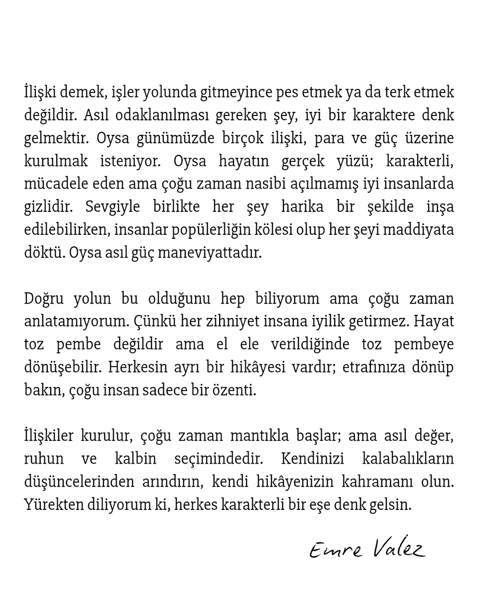 "Özenti mutluluk getirmez. Asıl güç maneviyat."