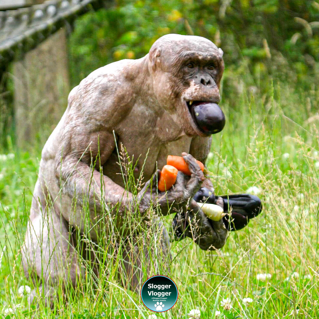 Jambo and his feast
#hairless #alopecia #chimpanzee