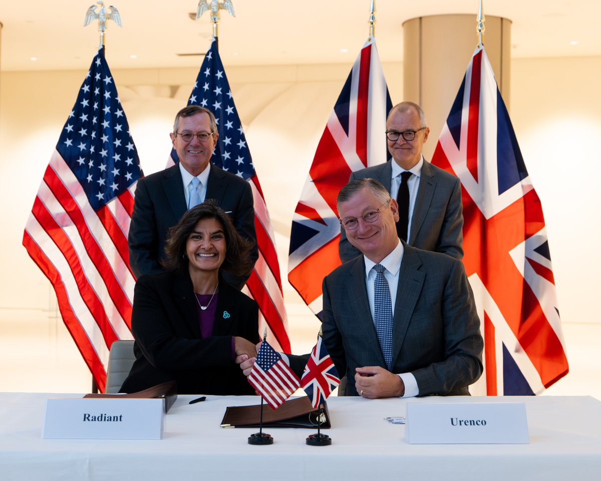 Radiant (@radiantnuclear) on Twitter photo This morning, at a ceremony in London at <a href="/USAinUK/">U.S. Embassy London</a>, we signed the first binding commercial contract by a U.S. advanced reactor developer for Western commercial HALEU enrichment services with <a href="/urencoglobal/">Urenco Global</a>!
More than just another step forward in our mission to build mass-produced This morning, at a ceremony in London at <a href="/USAinUK/">U.S. Embassy London</a>, we signed the first binding commercial contract by a U.S. advanced reactor developer for Western commercial HALEU enrichment services with <a href="/urencoglobal/">Urenco Global</a>!
More than just another step forward in our mission to build mass-produced
