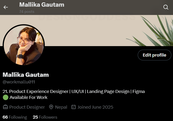 workmallu011's tweet photo. My dreams got Shattered !

My X journey began on Sept 1 with big dreams of sharing ideas, designs, and getting works. Just a week later, Nepal’s ban paused everything. Today, Sept 15, I’m back ready to chase the dream again!
#UIUX #designer #Letsgrowtogether https://t.co/KFbugNYxvx