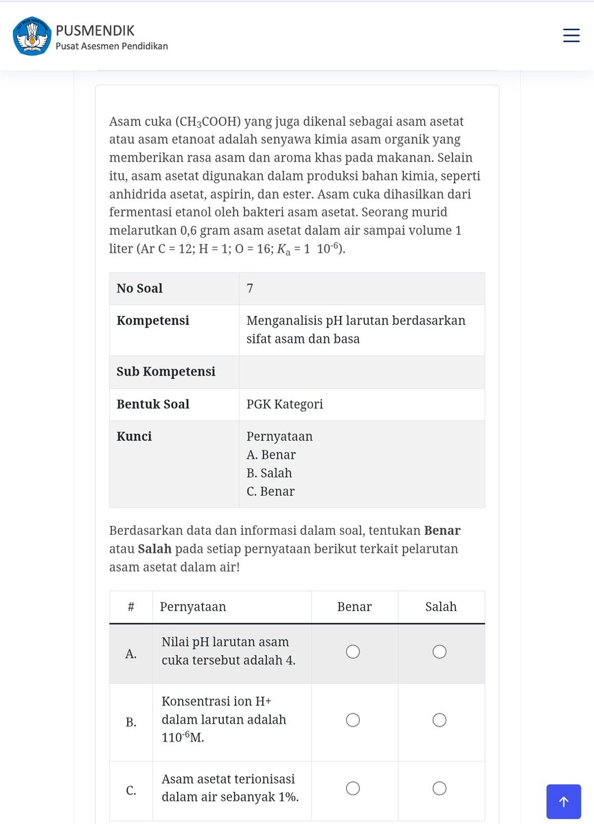 ayigoesptn's tweet photo. 🌟 Soal TKA 2025 Mapel Kimia
🌐 sc : Pusmendik
✅ Janlup Like & RT, follow for more‼️
📚 link saluran belajar gratis (update latsol, tryout, materi dll):
https://t.co/a7KuugkGtx
👥 link grup diskusi PTN 2026 :
https://t.co/kyzudNrTJf
#studywithayi #AMBISVERSE #TKA #Kelas12 https://t.co/rW194naxqC