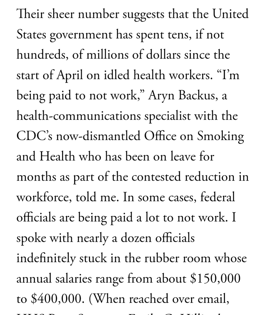 Alec MacGillis (@alecmacgillis) on Twitter photo "The United States government has spent tens, if not hundreds, of millions of dollars since the start of April on idled HHS workers. 'I’m being paid to not work.'" "The United States government has spent tens, if not hundreds, of millions of dollars since the start of April on idled HHS workers. 'I’m being paid to not work.'"