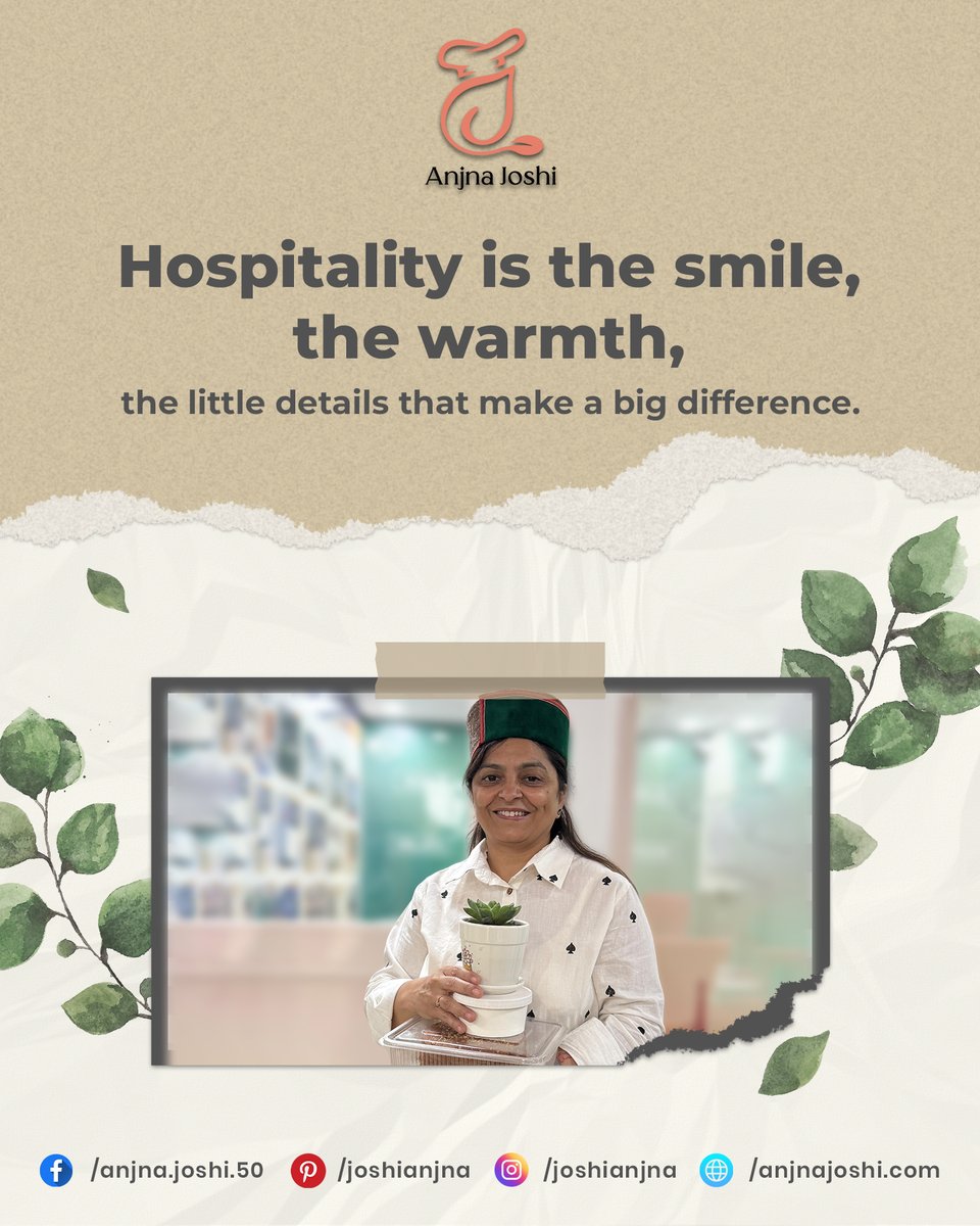 Hospitality isn’t just about service—it’s about creating moments of comfort, care, and connection.
It’s in the smile, the warmth, and the little details that leave a lasting impression. 🌿✨
#hospitality #care #warmth #anjnajoshi #servicewithlove #meaningfulmoments