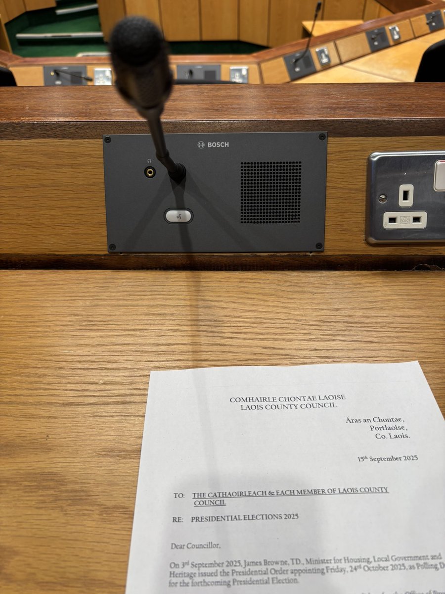 Attending <a href="/LaoisCouncil/">Laois County Council</a> special meeting this afternoon to discuss nominations for the Presidential Election 2025
