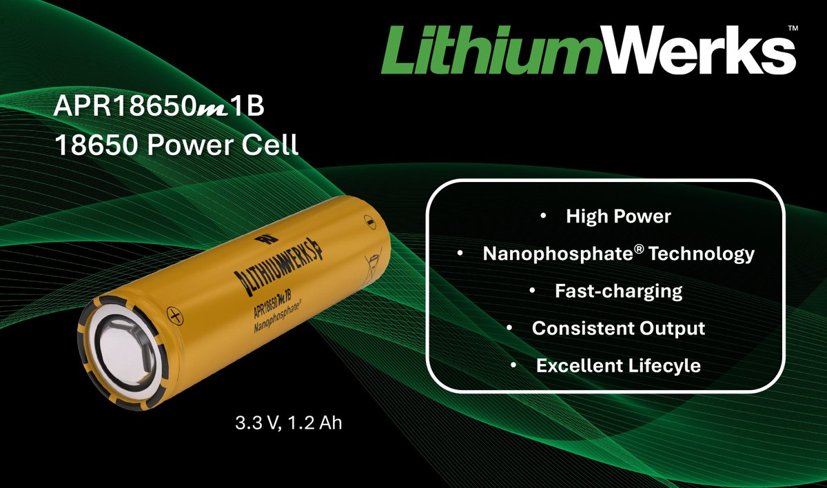LithiumWerks's tweet image. Lithium Werks’ 18650 cells are built for #Power #Safety #Life.™
lithiumwerks.com/products/lithi…