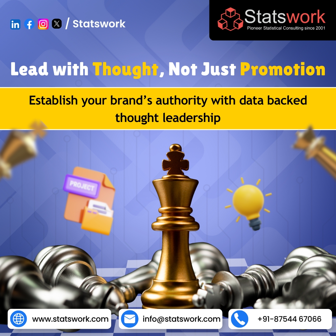 Statswork's tweet image. Lead with authority, not just promotion.
Statswork helps you build Thought Leadership with data-driven insights, strategies, &amp;amp; consulting to strengthen your brand.
👉 statswork.com/services/thoug…
.
.
#ThoughtLeadership #Statswork #BusinessStrategy