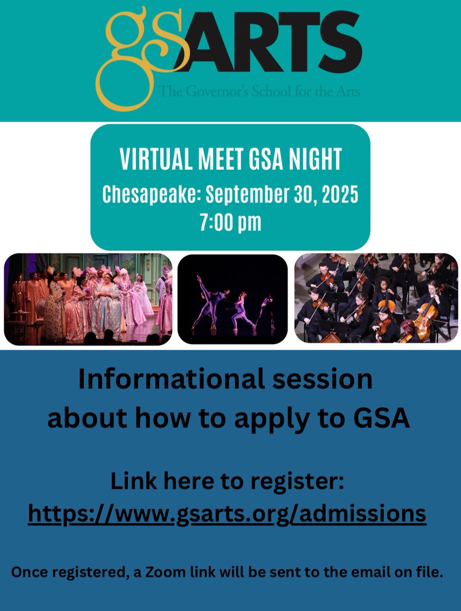 DCHGuidance's tweet photo. Are you interested in learning more about The Governor’s School for the Arts? Join the virtual info night! Registration is required. https://t.co/KXkoe1NQz0