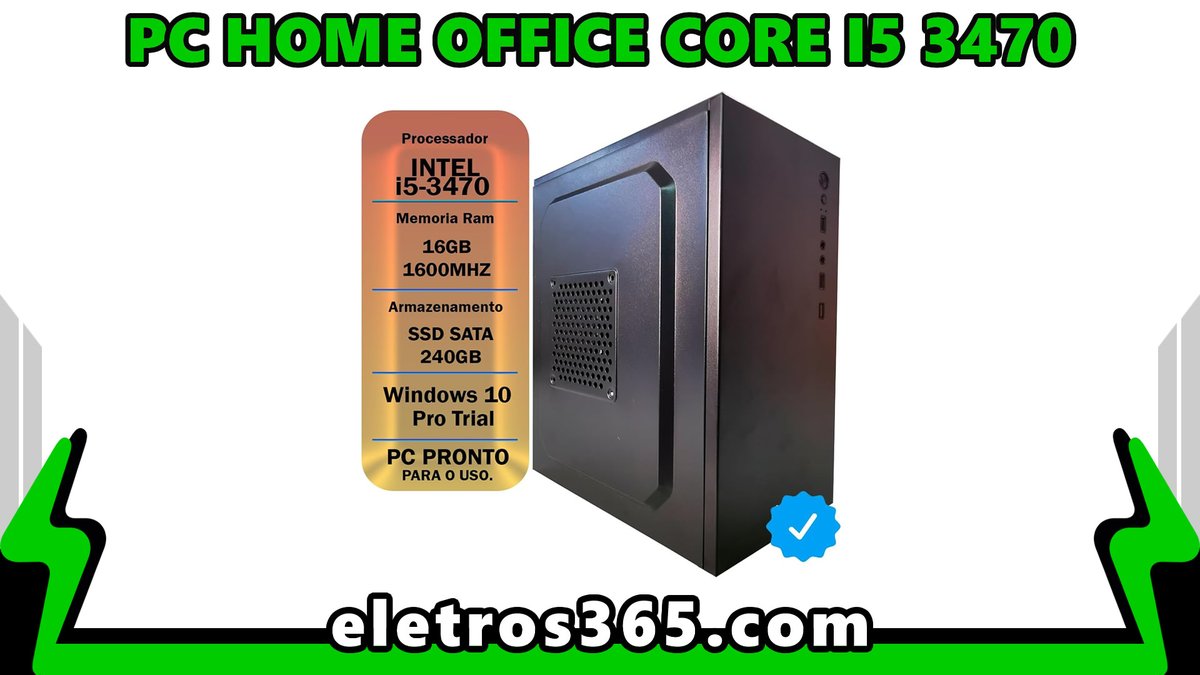 eletros365's tweet image. 00065 PC Home Office Core i5 3470: 16GB DDR3, SSD 240GB, Torre do computador, Core i5, memória RAM 16 GB, Fabricante da CPU Intel. Placa Mãe: Modelo H61, Chipset H61, Expansível 16GB... eletros365.com | #Eletrônico #Computador #PC #Corei5