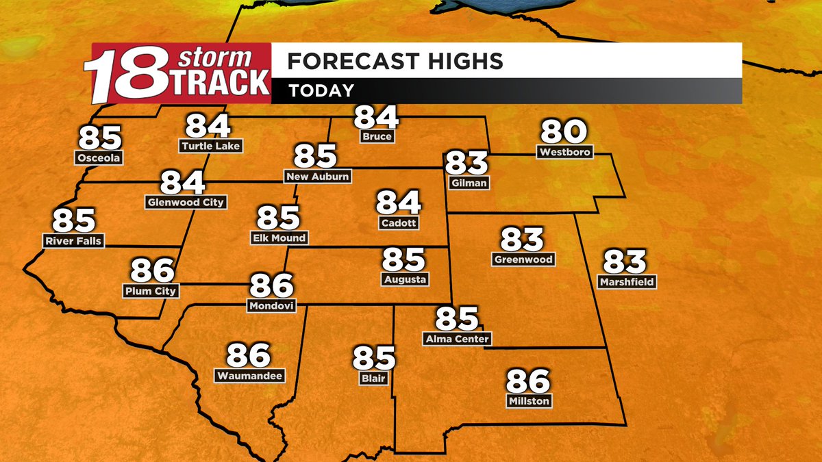Here's a look at the forecasted highs for today.