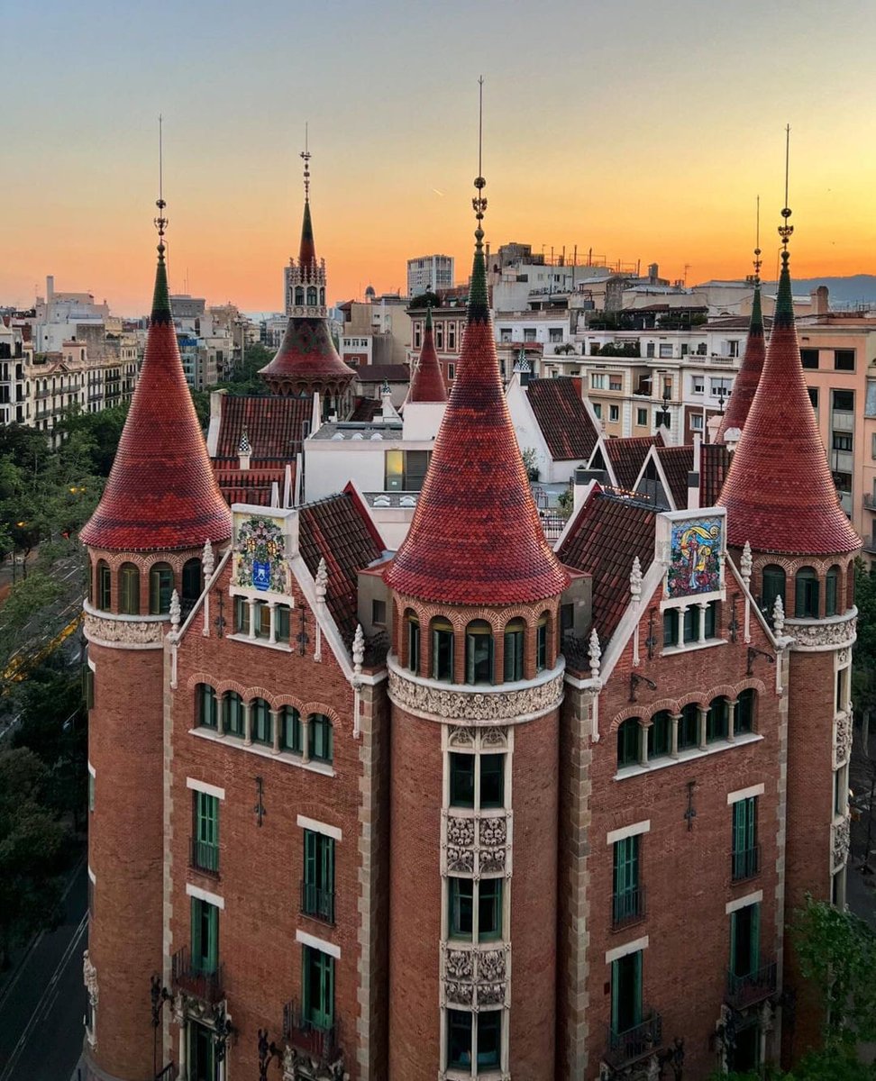 The Casa de les Punxes, or Terradas House, in Barcelona. Spain